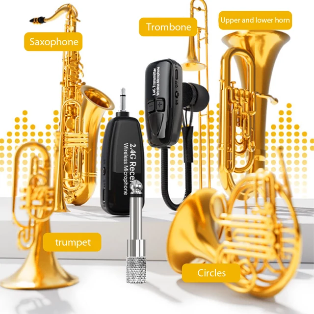 Sax Microphone UHF Wireless Instruments Sound Wireless Receiver Transmitter 98ft Range for Trumpets Saxophone Orchestral - Image 2