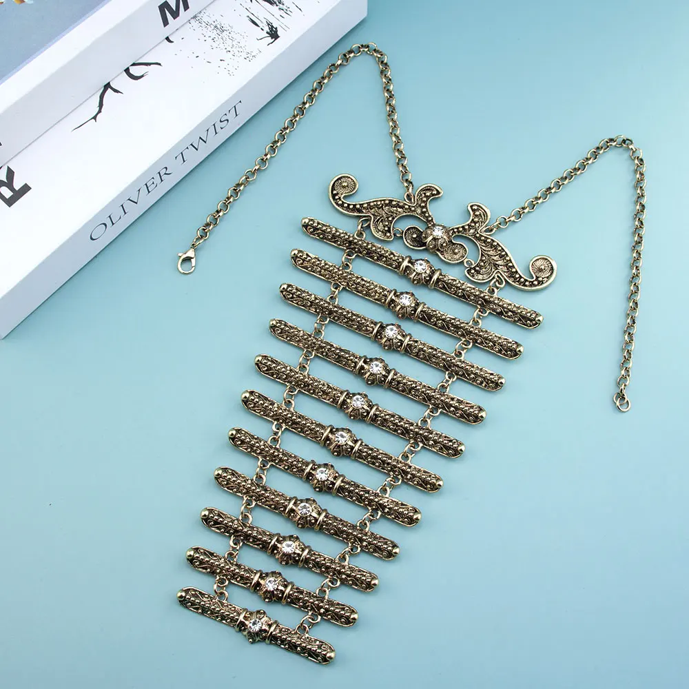 Poyasa Kaukasus Brustpanzer Brustschmuck für Frauen Retro Gold Silberfarben Türkischer Körperschmuck Handgenähte Kleidung Accessoires – Detail 8