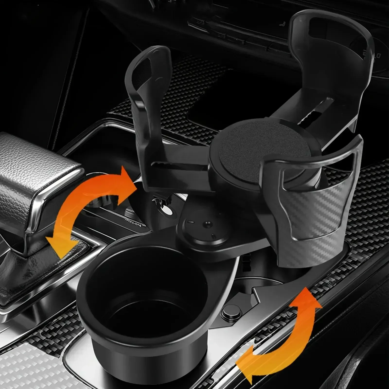 4 in 1 Car Cup Holder 360 Degree Rotating Water Vehicle Mounted No-Slip Cup Holder Multifunctional Dual Holder Auto Accessories