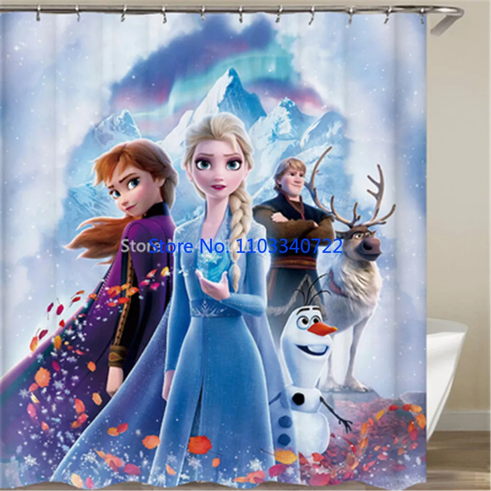 

Anime Frozen Princess Elsa Anna Shower Curtain 1pcs Cartoon Bath Screen Curtains with Hooks for Bathroom Decor Waterproof