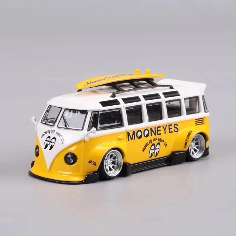 

Модель автомобиля из литья под давлением LF 1:64 масштаб RWB T1, модель из сплава, декоративная коллекция, игрушечные инструменты, подарок, автобус, черный, желтый
