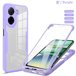 Full Body 360° Protective Phone Case with Double - Sided Cover for Redmi A7 Pro 5G (Qc360 - Purple)