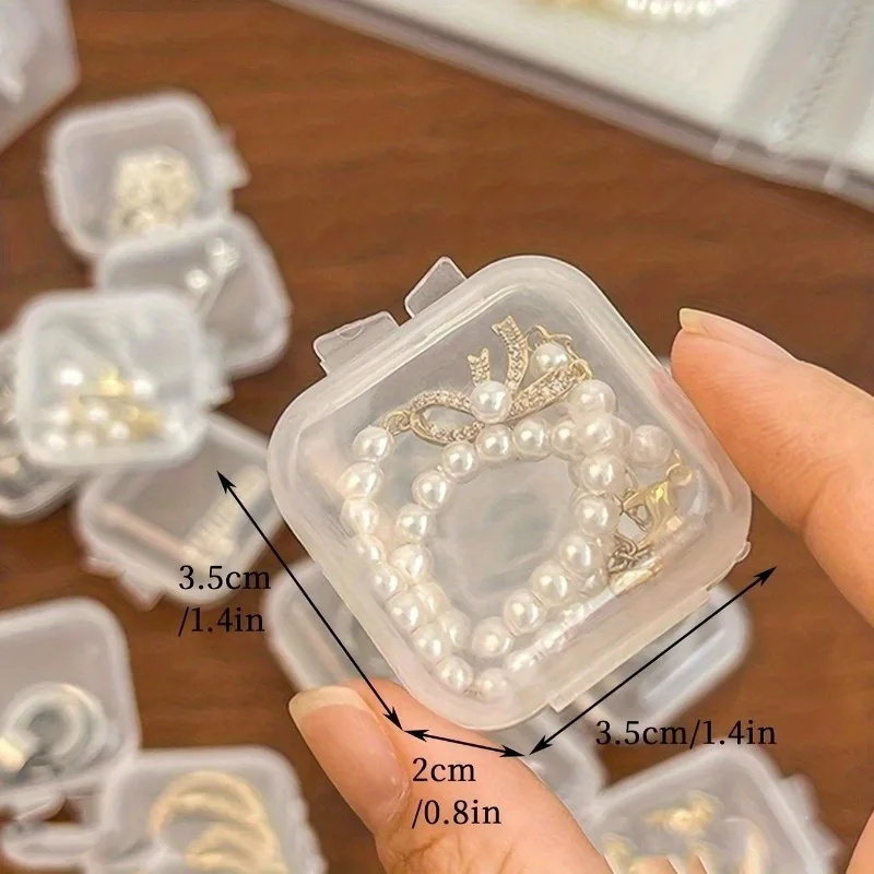 2/4/6PCS Simple plastic transparent mini dustproof jewelry accessories storage box earring necklace bracelet small items 2