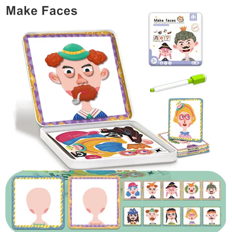 Magnetic Puzzle Book Magnetic Mix and Match Game with Travel Storage Case for Kids puzzle toys magnetic puzzle toys