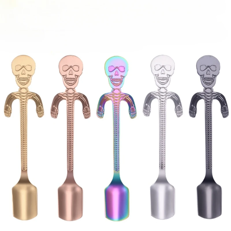 304 Stainless Steel Skeleton Spoon Halloween Coffee Spoon Bone Stirring Hanging Cup Small stainless steel spoon stainless steel spoon set stainless steel fork spoon set