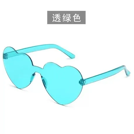 round sunglasses Peach Heart Sunglasses Love Sunglasses Jelly Color Frameless Heart-shaped One-piece Glasses Dazzling Color Glasses ladies sunglasses Sunglasses