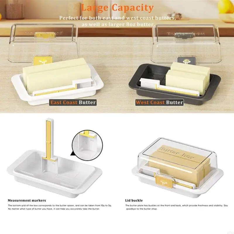 X7XD Butter Dividing Storage Box with Lid Kitchen Storage Seal Butter Splitting Box Cheese for Fridge Countertops