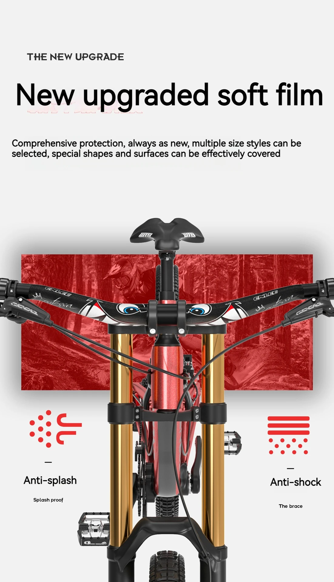 ENLEE Fahrrad Lenker Schutz Aufkleber Rennrad MTB Bike Pflege Auto Aufkleber Rahmen Schutz Film Anti-Scratch PVC Aufkleber – Detail 3