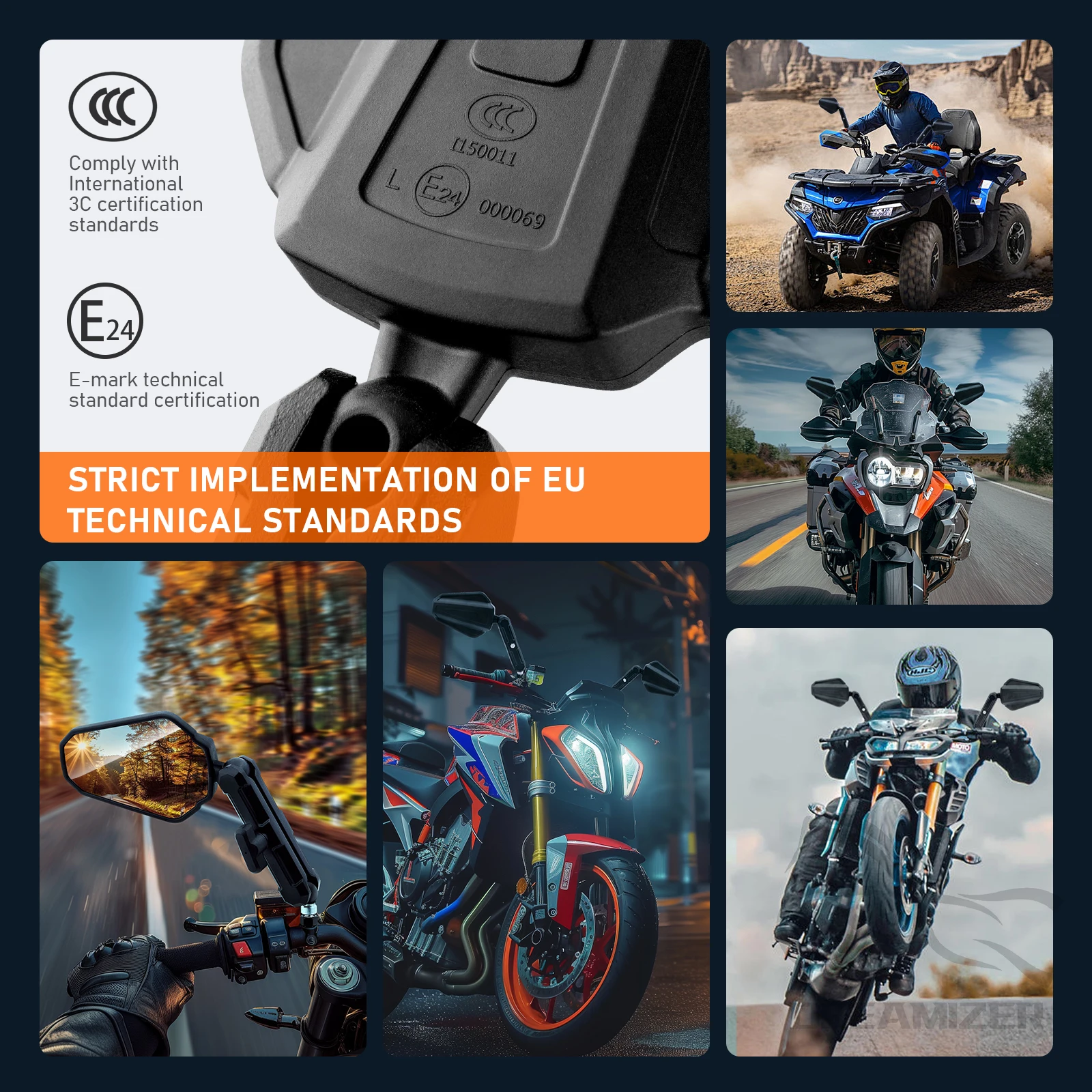 Motorcycle mirrors Universal Motorcycle Mirrors Angle Adjustable Folding Handlebar Side Mirror Compatible Adventure Dirt Street Bike ATV