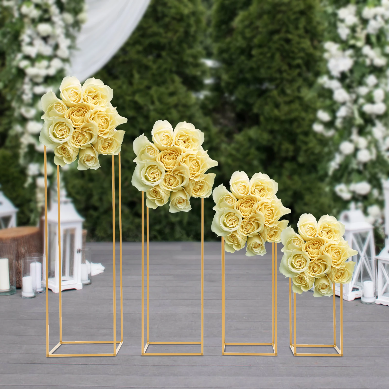 Wedding Table Centerpieces 4PCs Gold Metal Flower Stand Good Stability for Floral Arrangement and Home Decoration