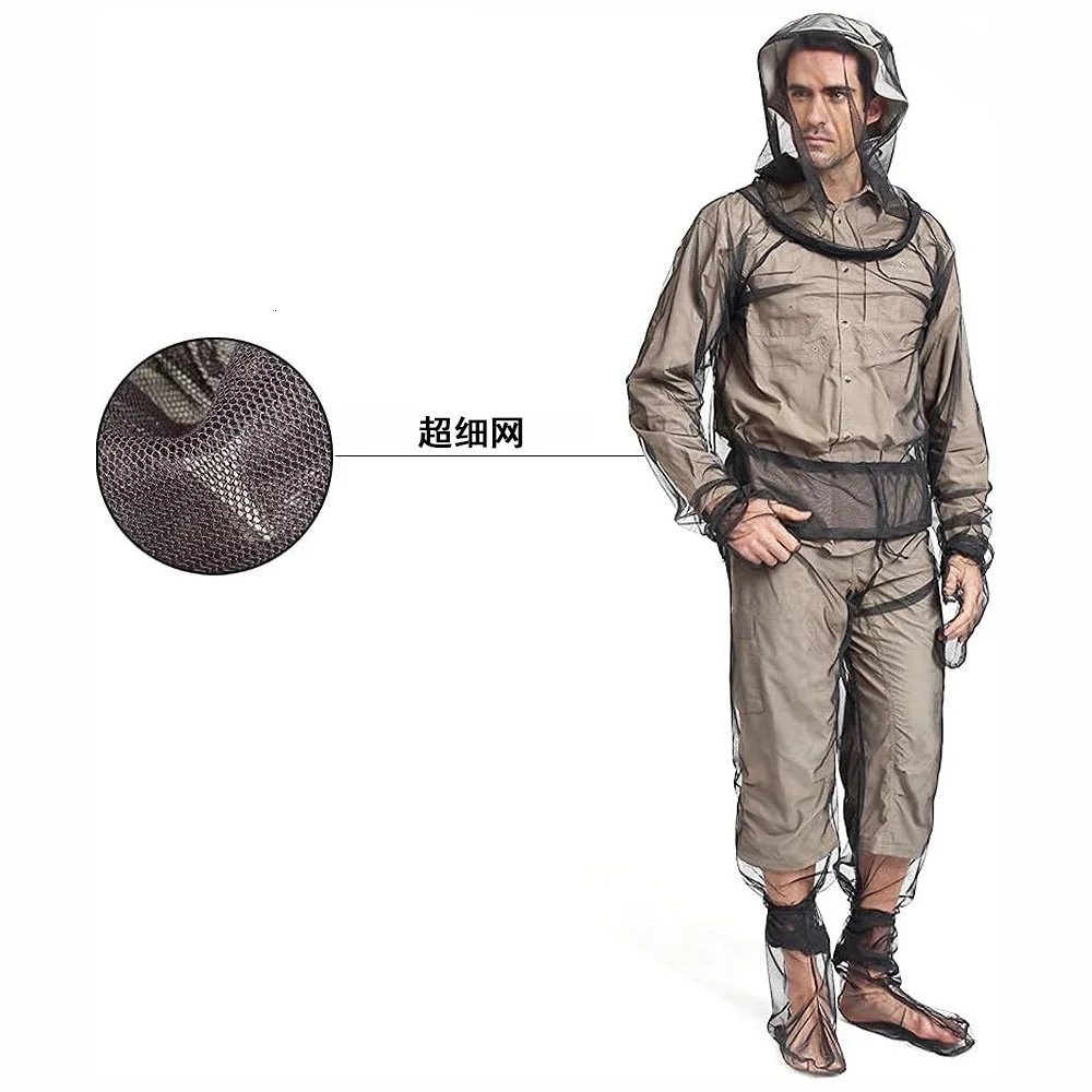 Summer camping anti-mosquito suit fishing suit canopy supplies mesh four-piece insect jacket suit mountain forest work