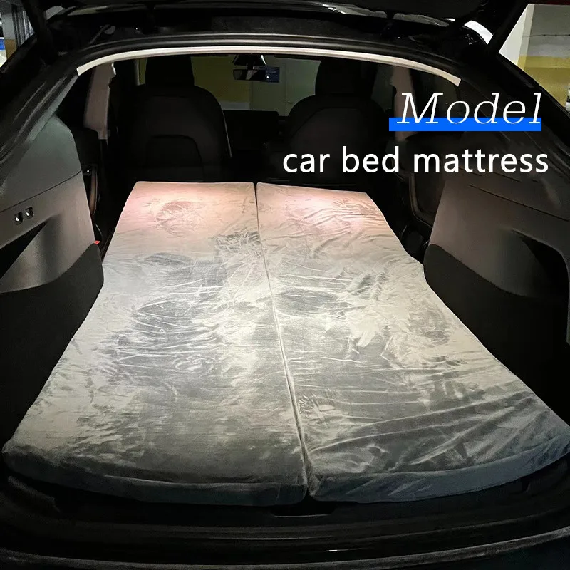 Car Bed Non-Inflatable Car Mattress Tesla Model 3/Y Memory Foam Sleeping Travel Bed Folding Camping Mattress Accessories