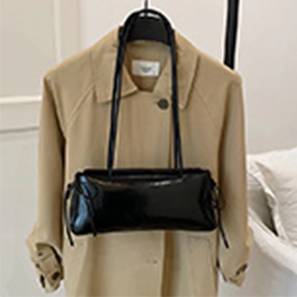 Trend PU Leather Work Shoulder Bag Large Capacity Simple Female Crossbody Bag Solid Color Commuting Bag Women Female