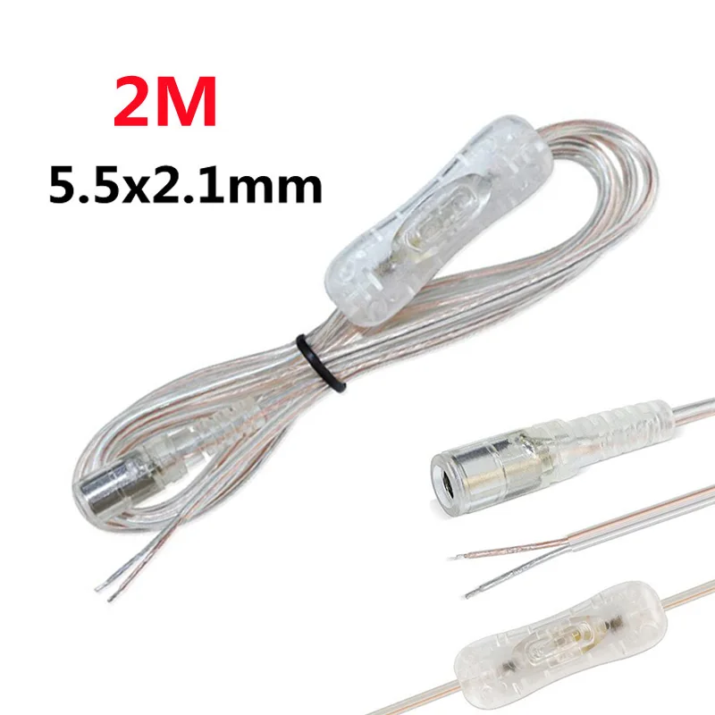 

Light Switch DC 12V 5.5x2.1mm Male to Female Power Cable DC Connector Wire ON OFF Inline with 304 Switch for LED Strip Light 2M