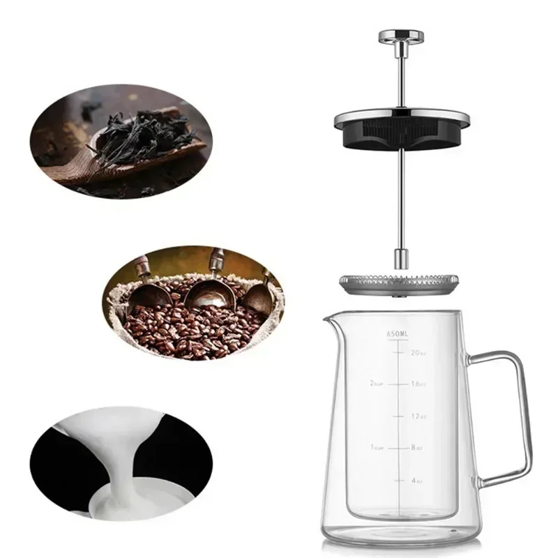 Caffettiera Francese DATEFUN 600ml - Vetro Borosilicato, Filtro Triplo Acciaio, Lavabile In Lavastoviglie - Foto 9