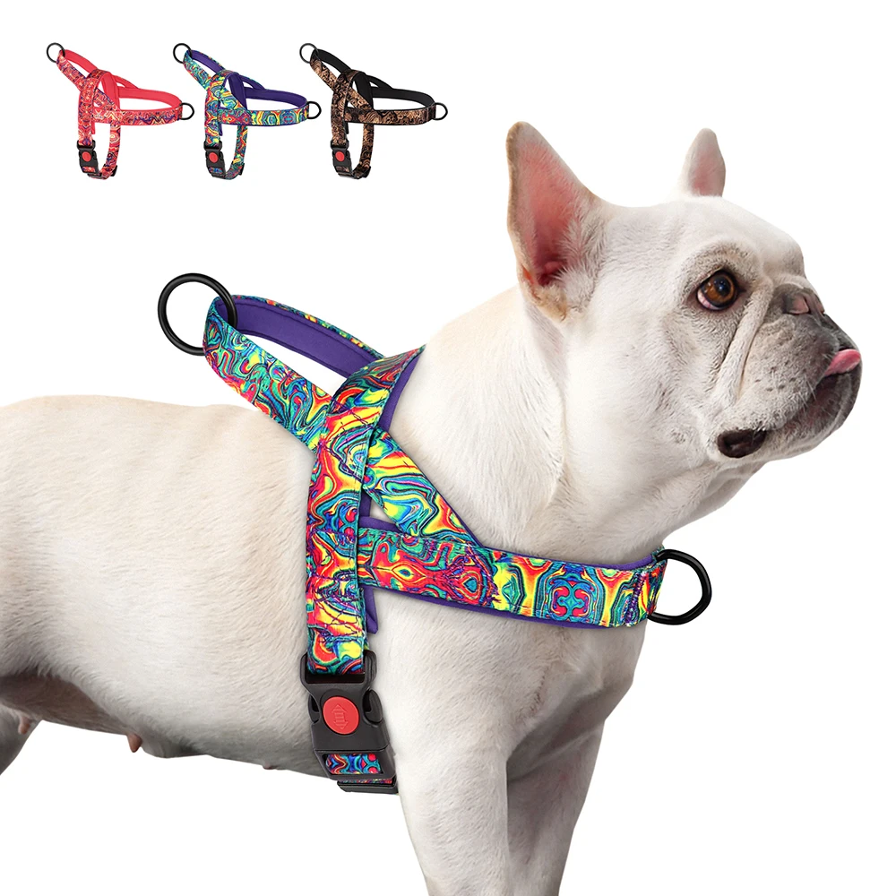 Quick Control Dog Harness With Handle No Pull Nylon Dogs Vest Harness Colorfull Print Pet Harness Adjustable Bulldog Chihuahua Quick Control Dog Harness With Handle No Pull Nylon Dogs Vest Harness Colorfull Print Pet Harness Adjustable Bulldog Chihuahua