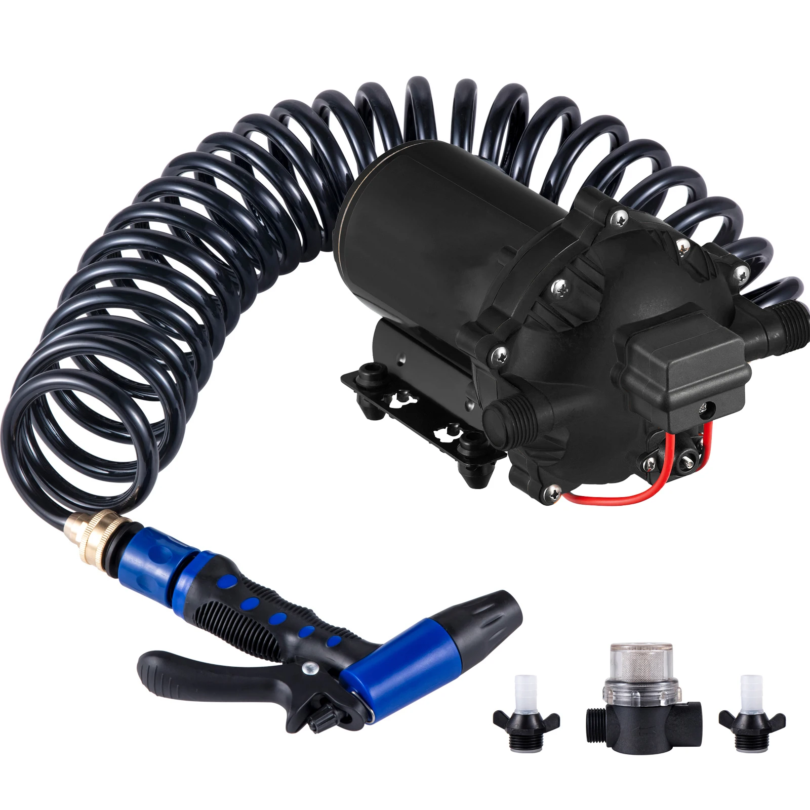 SucceBuy 5.5 GPM Washdown Pump Deck Wash Pump Kit 12V 70PSI Boat Marine Yacht RV Water Pump 25Ft Hose Automatic Diaphragm