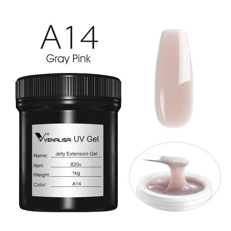 VENALISA 젤리 젤 대용량 1L 젤리 누드 컬렉션 불타지 않는 UV LED 소프트 익스텐션 젤 네일 젤 네일 매니큐어
