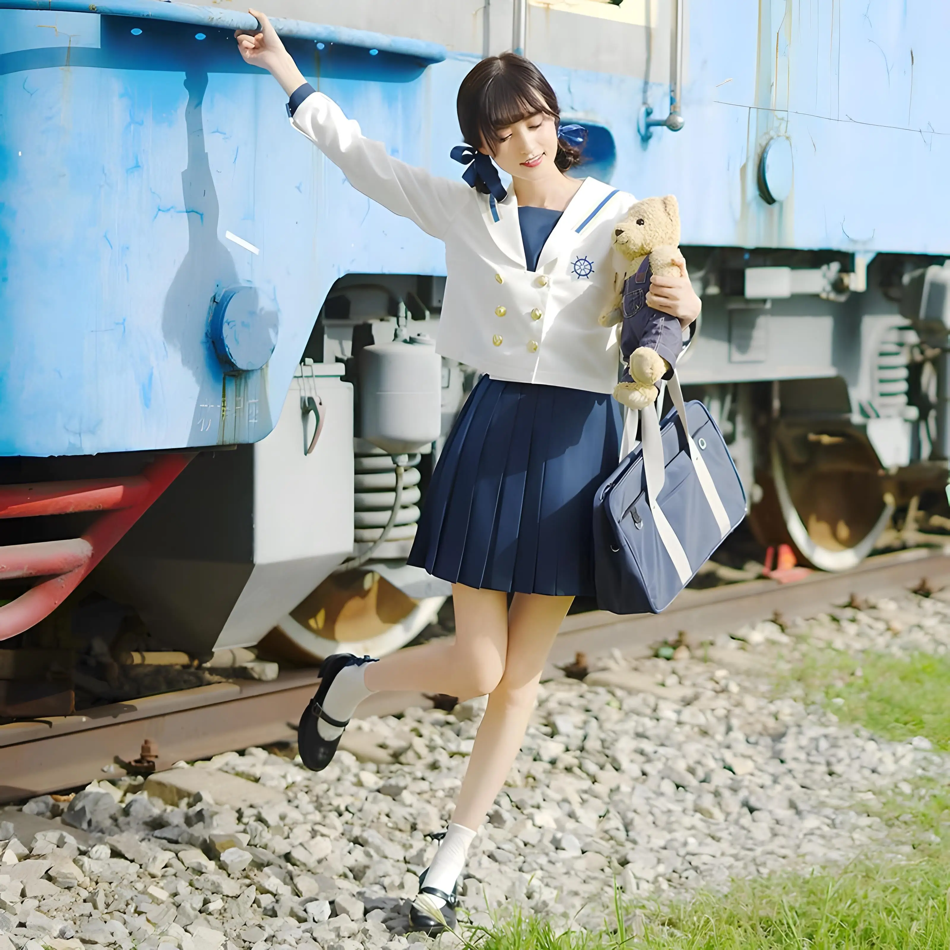 Japanese Korean jk uniform nautical girl school female student class suit sailor uniform school cosplay