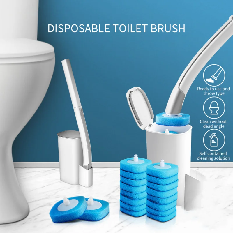 Bathroom Accessories Toilet Brush Set Disposable Toilet Brush with Cleaning Liquid Wall-Mounted Cleaning Tool for Bathroom Replacement Brush Head Wc Accessories bathroom accessories,toilet brush set