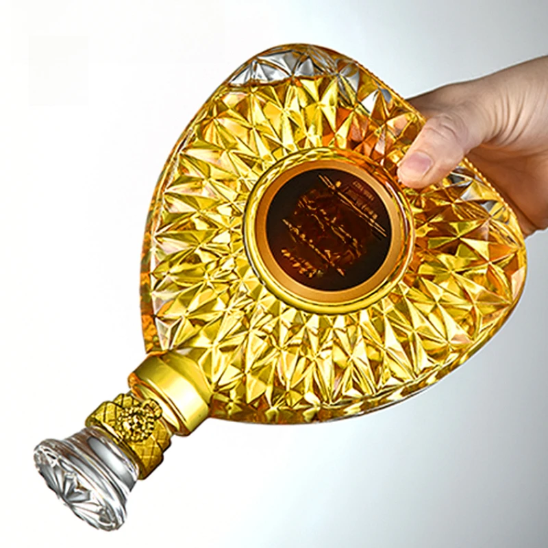 Thickened Empty 500ml/750ml Patterns Glass Bottle with Bottle plug - Airtight for Wine, Whiskey, Homemade Fruit Alcohol Storage 2