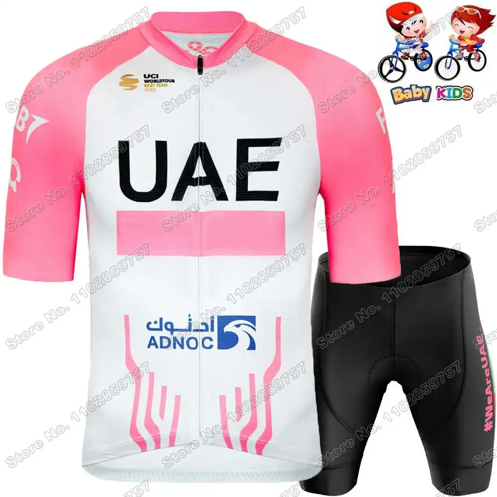 Cycling Jersey Set Cycling Jersey Cycling Shirt Cycling Suit Kids UAE Team Cycling Jersey Slovenia Tadej Pogacar Set Boys Girls France TDF Cycling Clothing Children Road Bike Shirts