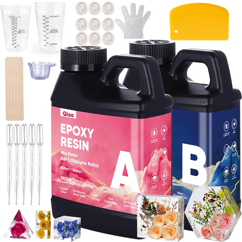 Easy 1:1 Mix Epoxy Resin – Crystal Transparent, Fast Setting Epoxy Resin for DIY Art, Wood Finishing, Coating & Mold Casting 1