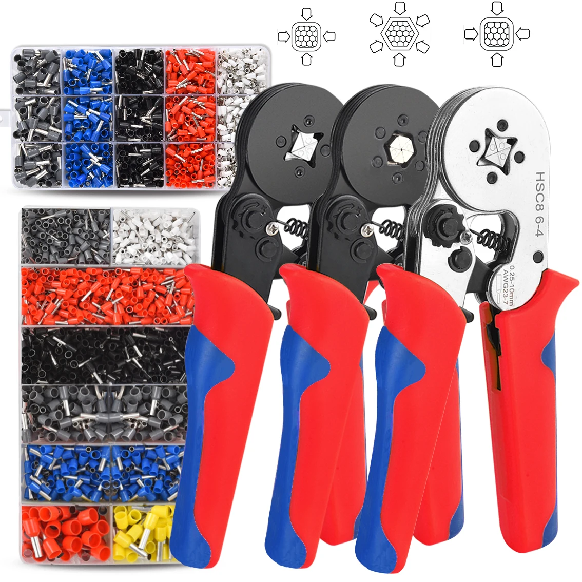 

450/1200PCS Insulated Ferrules Terminals Electrical Wire Connectors Tubular Cold Pressed Crimp Termin Crimping Pliers Tools