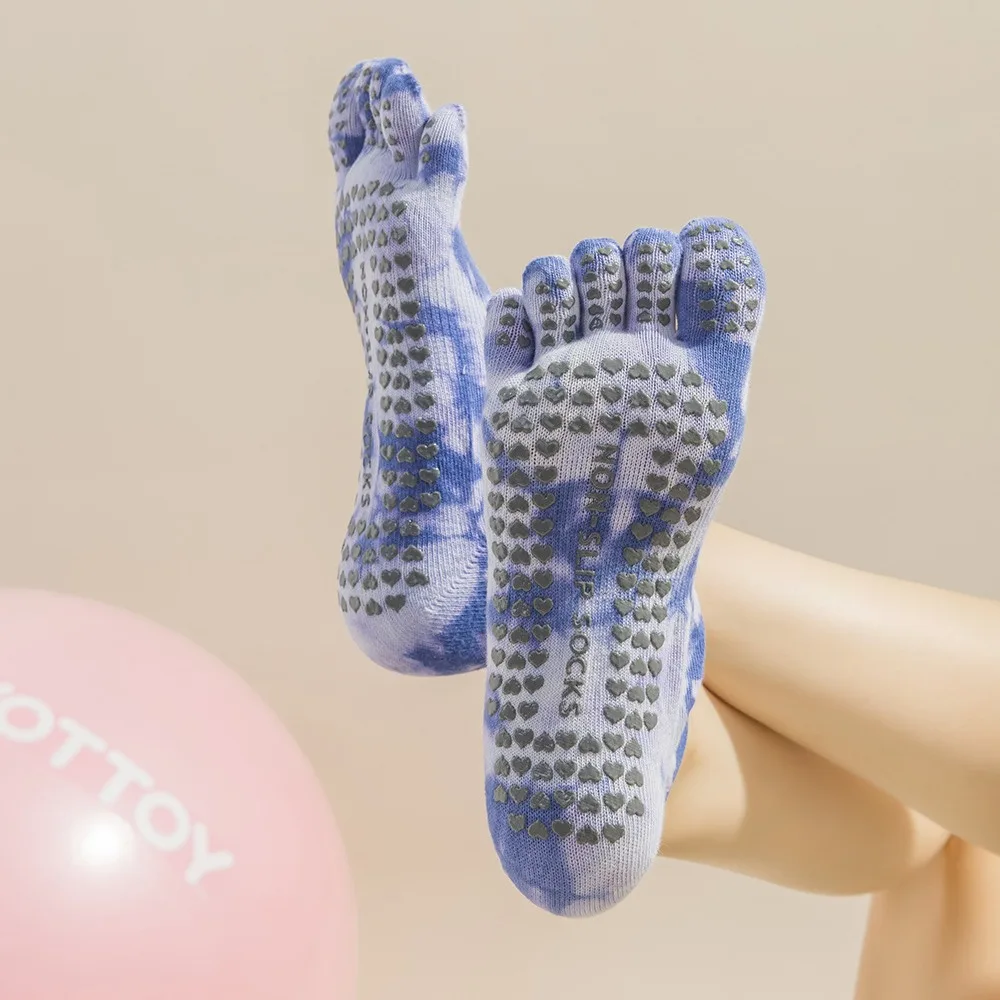Women's Professional Non-Slip Five-Finger Yoga & Pilates Socks - Sweat-Absorbent Cotton, Indoor Sports Split Toe Design