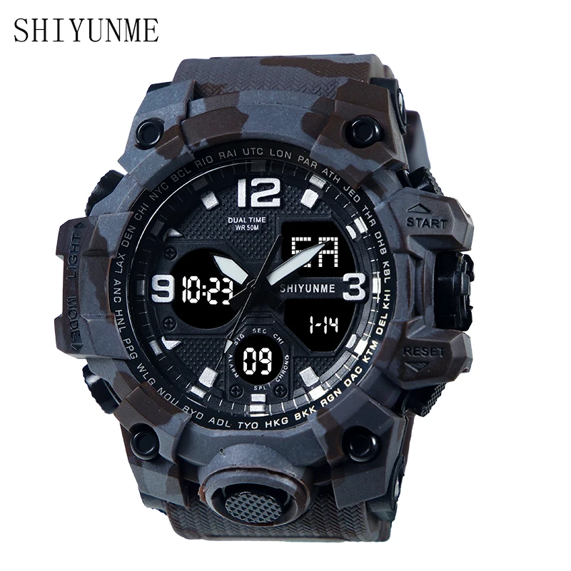 SHIYUNME Top Brand Men Digital Watch Military Watches Fashion Sports Waterproof Dual Display Wristwatches Relogio Masculino 