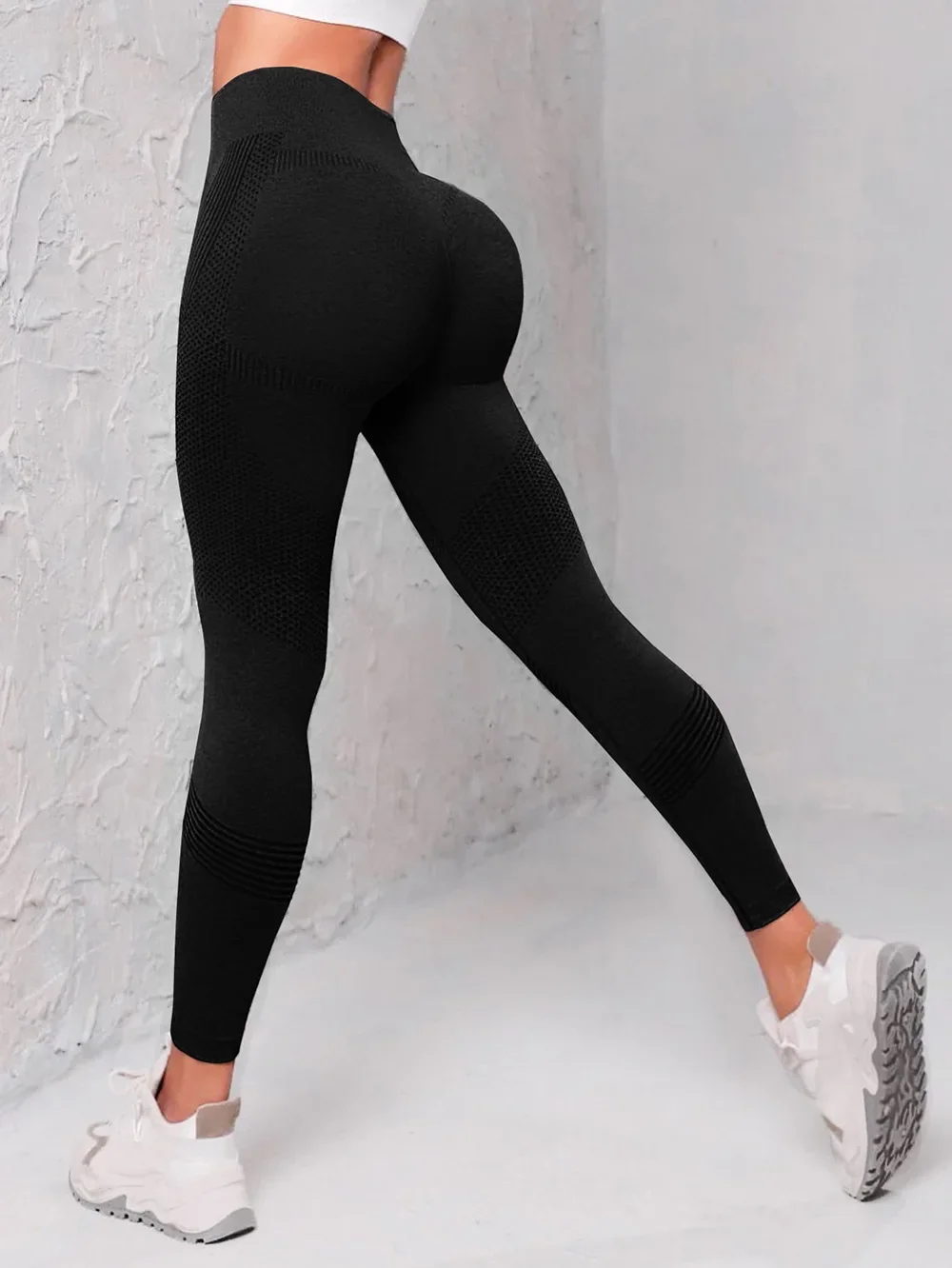 Elastic High Waist Leggings Women Knitted Solid Tights Seamless Butt Lift Fitness Yoga Fashion Skinnly Gym Sports Leggings 5