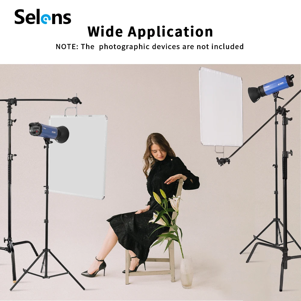 Selens 100cm Grip Boom Arm for C Stand Photography Tripod Light Stand Reflector with 1/4 & 3/8 Thread 100% Metal Pole Extension Equipment for Video Vlog Photo Studio Accessories 