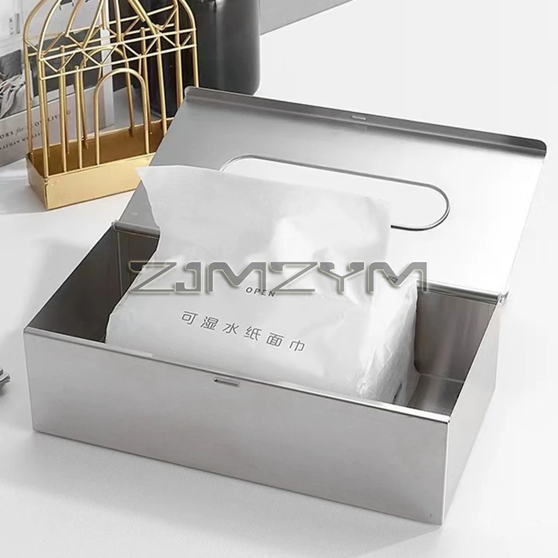 Wall Mounted Toilet Paper Holder Rack Stainless Steel Desktop Tissue Box Stand Bathroom Retro Metal Shelf Black Napkin