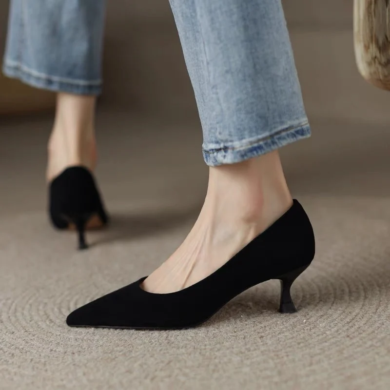 Office Lady Pumps on Sale 2023 Fashion Pointed Thin Heels Sping Autumn Women Shoes Solid Color Shallow Single Party Dress Shoes