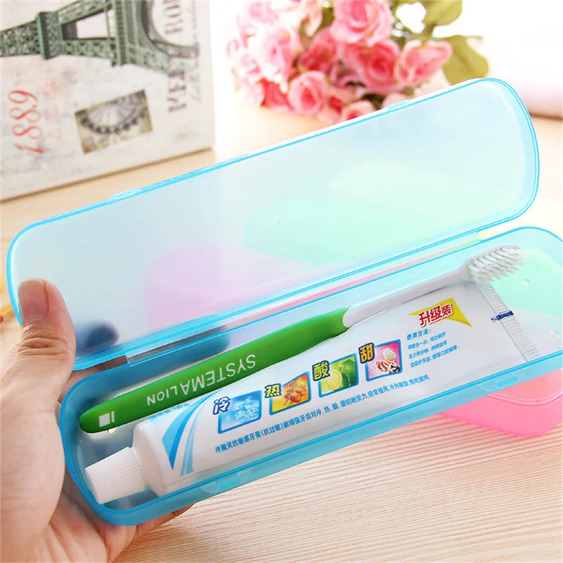 Travel Portable Toothbrush Storage Box Candy Color Bathroom Toothpaste Holder Organizer Travel Toiletries