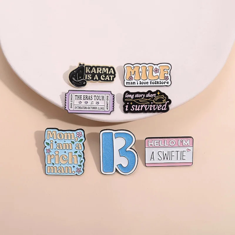 Digital Brooch Enamel Ins Trend A SWIFTIE Letter Badge Metal Baked Children's Backpack Clothing Lapel Pins Souvenir Wholesale