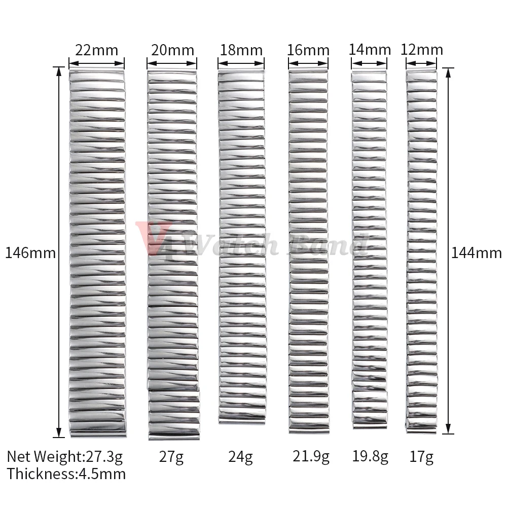 Universal Stainless Steel Elastic Strap Metal Watchband Replacement Bracelet
