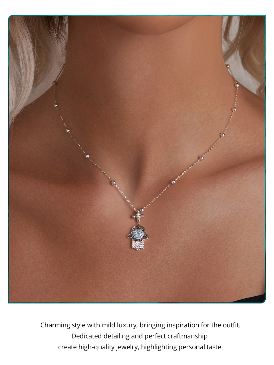 Silver Fatima's Hand Necklace