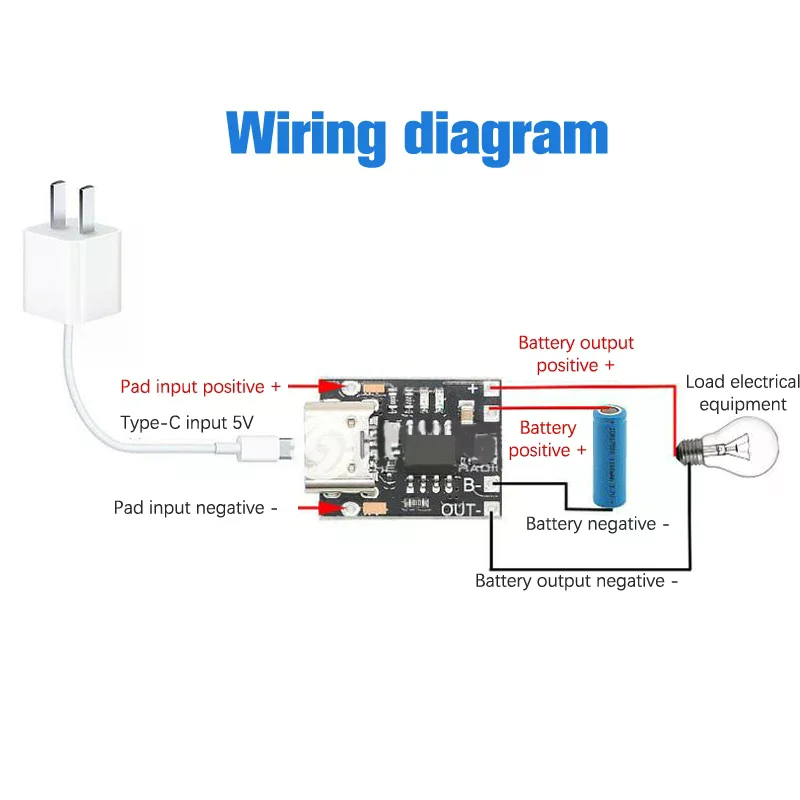 1PC 초소형 리튬 배터리 충전 보드 1A 3.7V4.2V 충전기 모듈 유형-C 보호 보드 포함