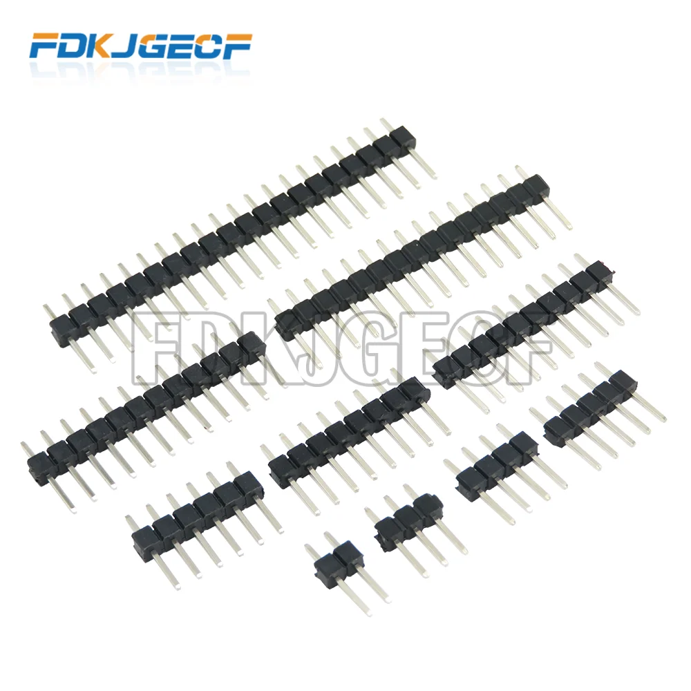 

10pcs/lot 2.54mm pin header single row needle straight copper needle gold plating 2/3/4/5/6/7/8/10/12/15/20 pin