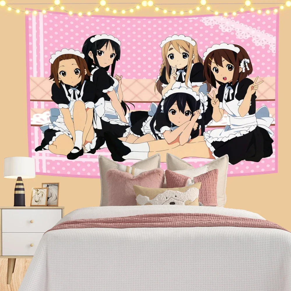Anime Wall Hanging Tapestry Japan Kawaii K-ON! Room Decor Aesthetic Decorative Cartoon Photo Background Cloth Table