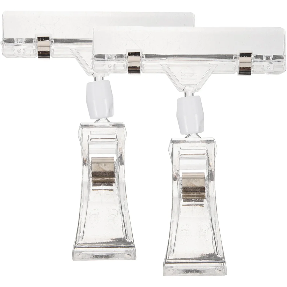 

Clear Sign Clips Plastic Merchandise Rotatable Pops Clip Sign Holder Stand Swivel Price Clips Tag Clothing Rack Signs Display