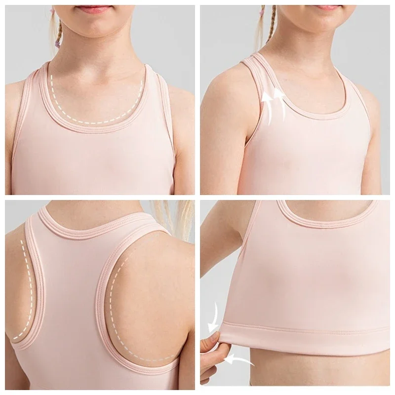 Deep Pressure Vest Girls' Seamless Yoga Vest with Removable Padding Slim Fit Workout Tank Top Breathable High Stretch Running Tennis Sports Bra