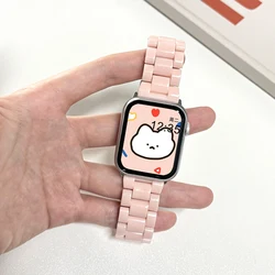 Colorful Acrylic Watch Strap - Vibrant Rainbow Design Bracelet Band - 42 44 45 49(S10)46mm (Light Pink)