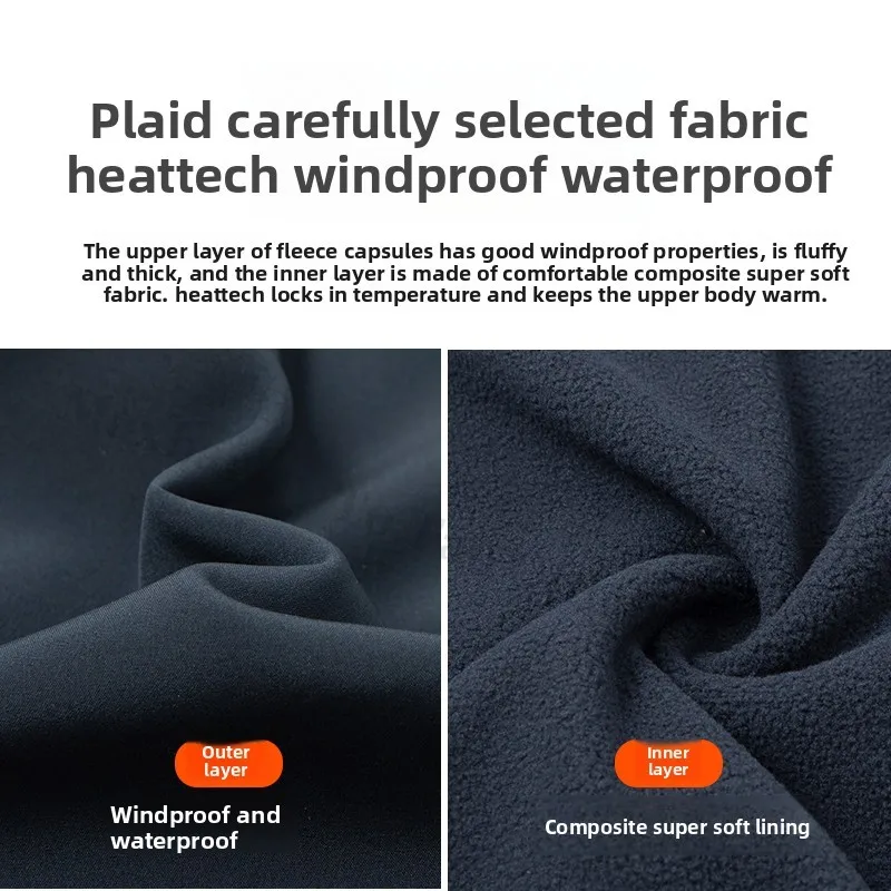 Men Softshell Jacket Hooded Fleece Lined Waterproof Windproof Winter Skiing Hiking Thermal Breathable Outdoor Warm Sports Coat