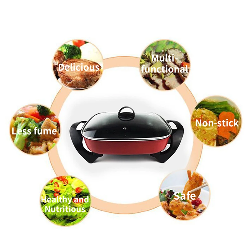Multi functional household square pot instant hot pot electric hot pot no oil smoke gift student dormitory hot pot 2