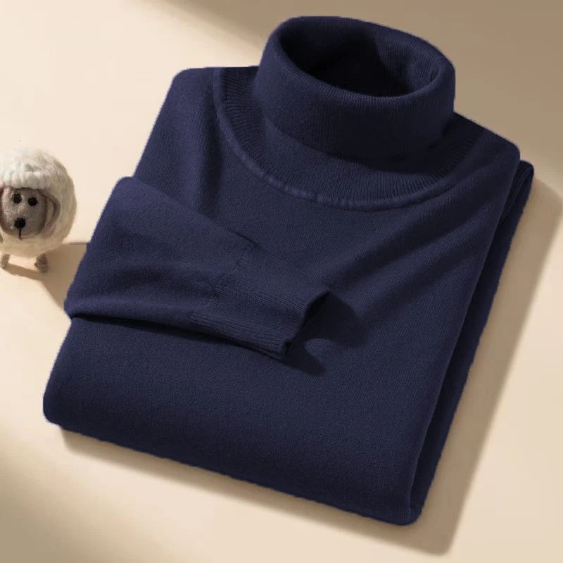 Animal Game Lange kalte Bluse für Herren, lässiger Rollkragenpullover, warme Strickwaren, dicke Oberbekleidung, warme, schwere Streetwear – Detail 7