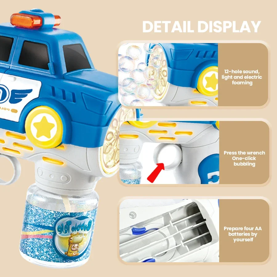 Bubble Gun Bubble Machine Car Model Bubble Machine Toys Police Car Fire Truck for Toddlers Bubble Gun Party Kdis Gifts Birthday