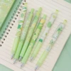6pcs/set Black Ink Press Gel Pen ST Tip Good-looking Press Pen For School Office And Home for Girls Boys Women Men (Green) 3