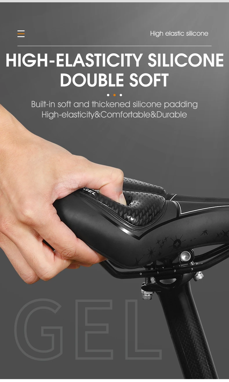 WEST BIKING Gel Weicher Fahrradsattel Stoßdämpfender, bequemer Fahrradsitz, hochelastisches Silikon-PU-Kissen, hohler Rennrad-MTB-Sitz – Detail 9